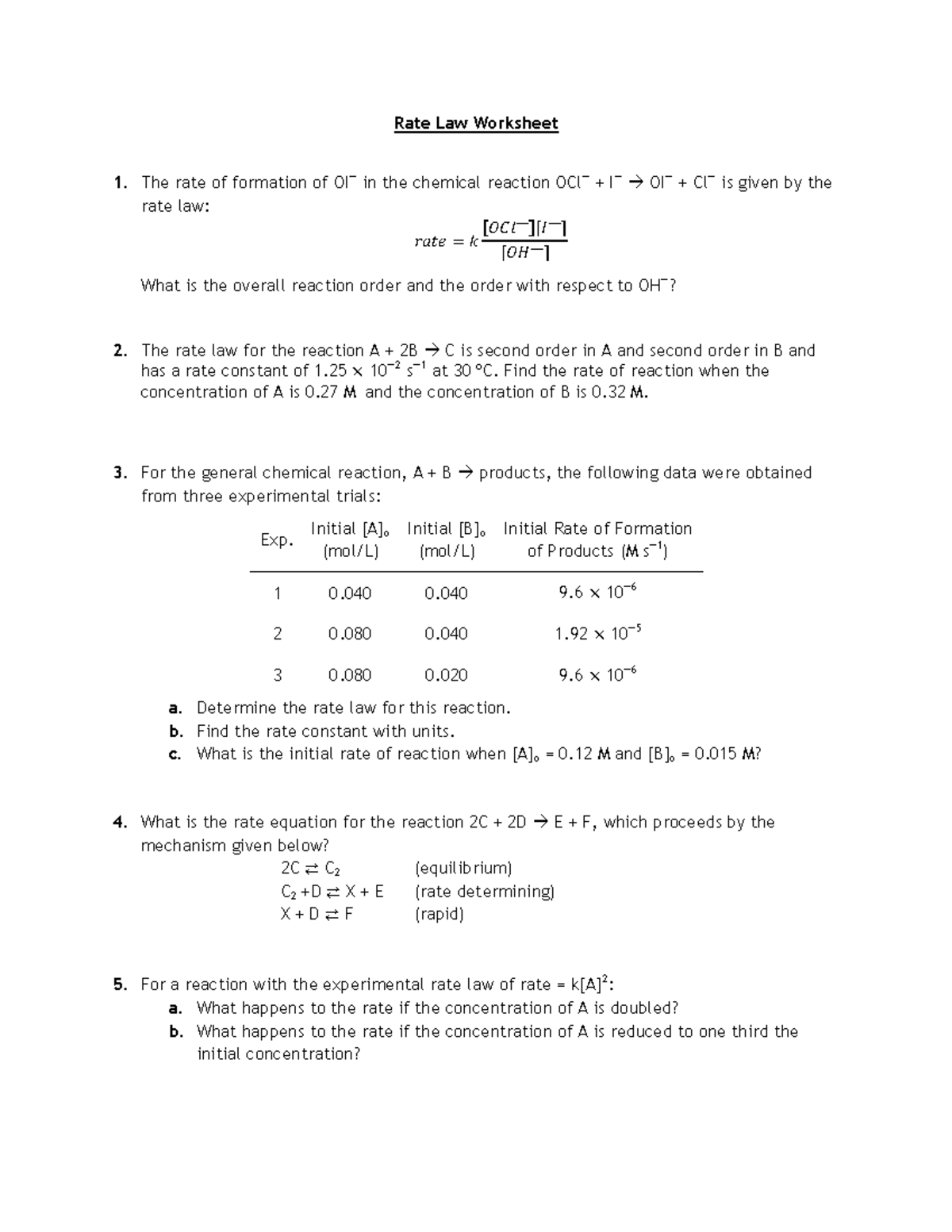 rate-law-worksheet-the-rate-of-formation-of-oi-in-the-chemical