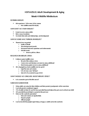 Chapter 1 Hutchinson - HDFS 625 Adult Development & Aging Chapter 1: A ...