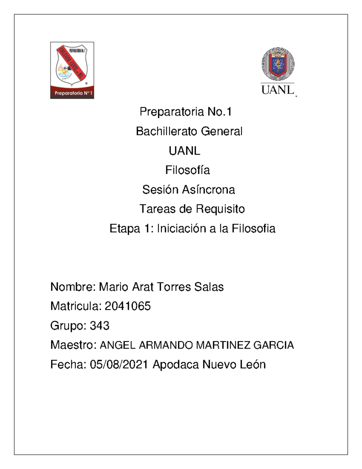Actividades de Requisito de la Etapa 1 - Filosofía - UANL - Studocu