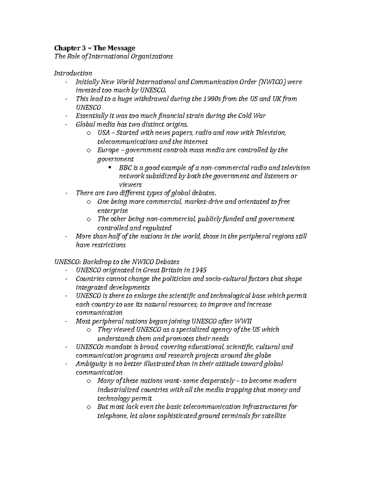 Chapter 3 - Summary Global Communication - Chapter 3 – The Message The ...