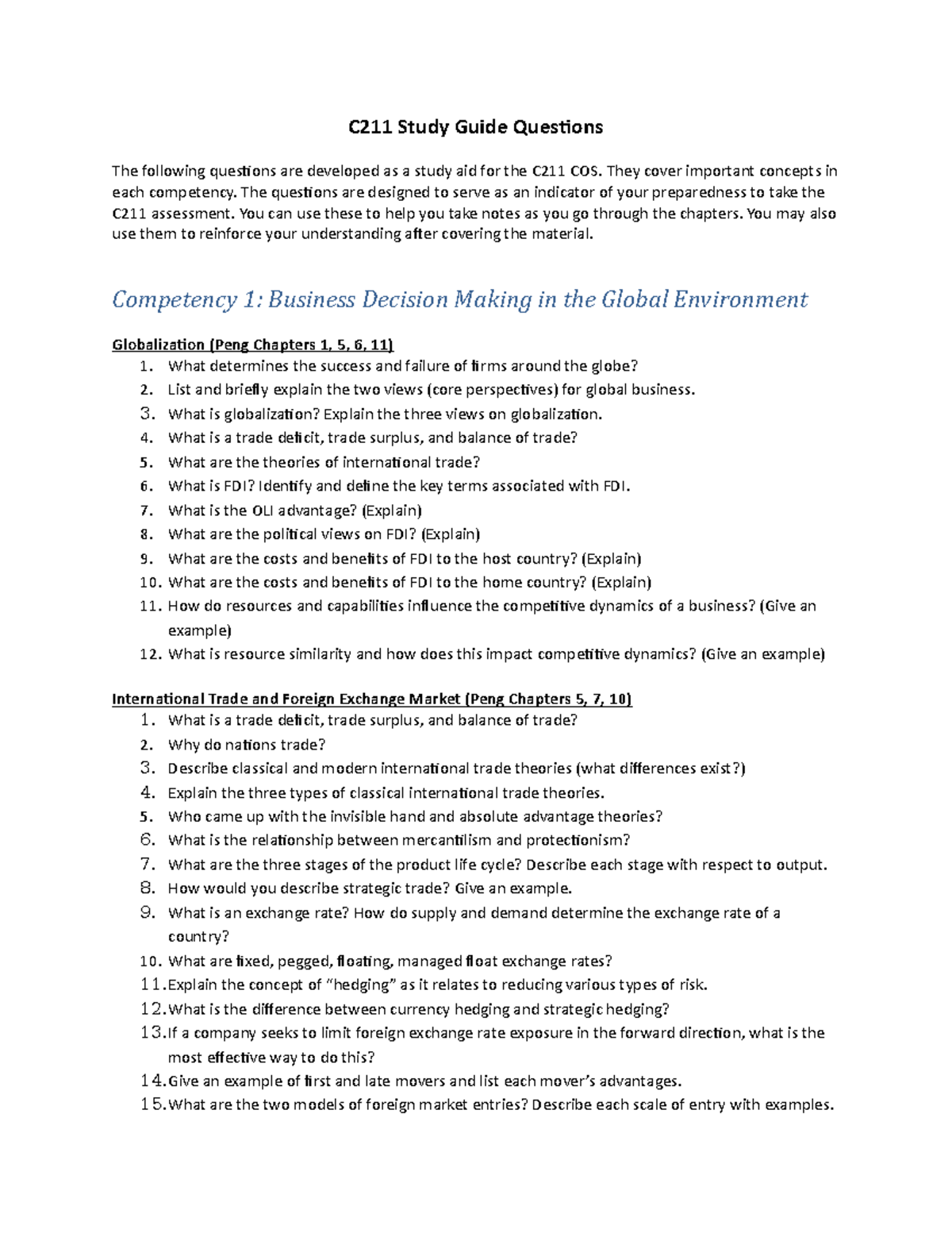 C211 Study Guide Questions 92022 C211 Study Guide Questions The following questions are