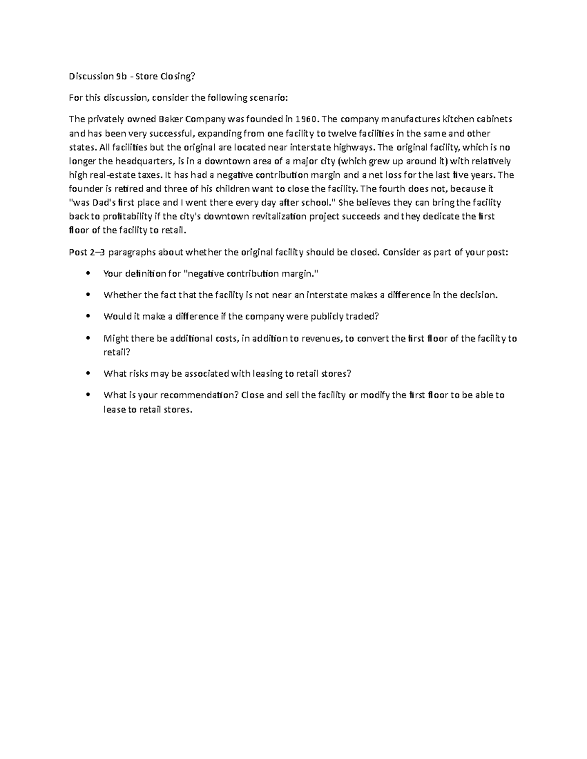 MBA 5010 - u09d2 - Discussion Post for Unit 9, discussion 2 - MBA5016 ...