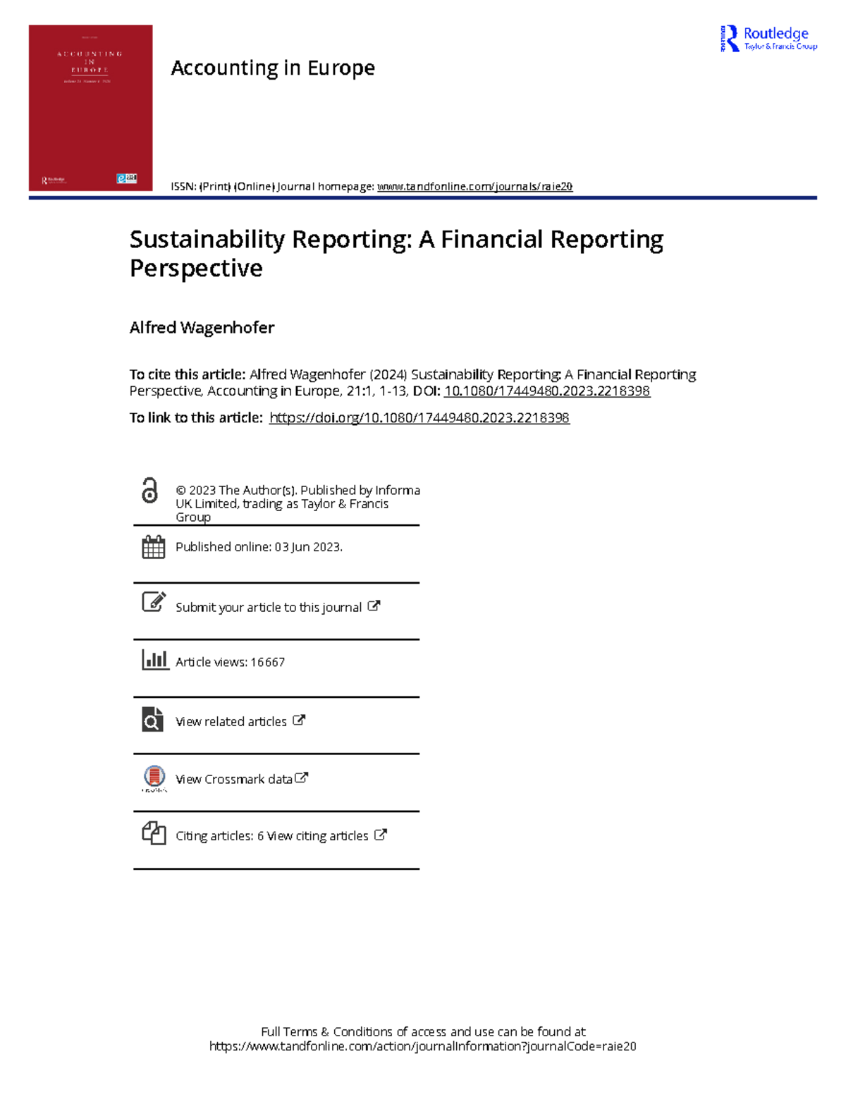 Sustainability Reporting A Financial Reporting Perspective - 1080/ ...