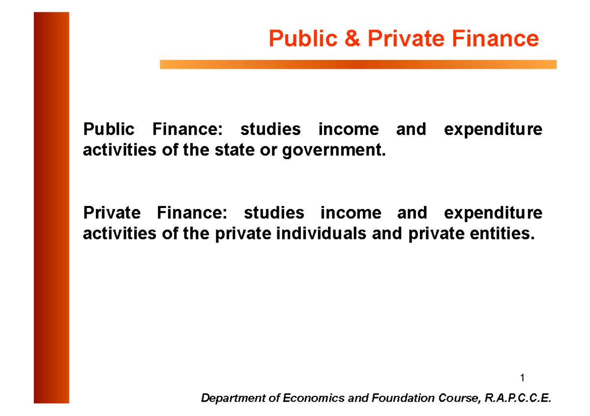 Private And Public Finance - 1 Public Finance: Studies Income And ...