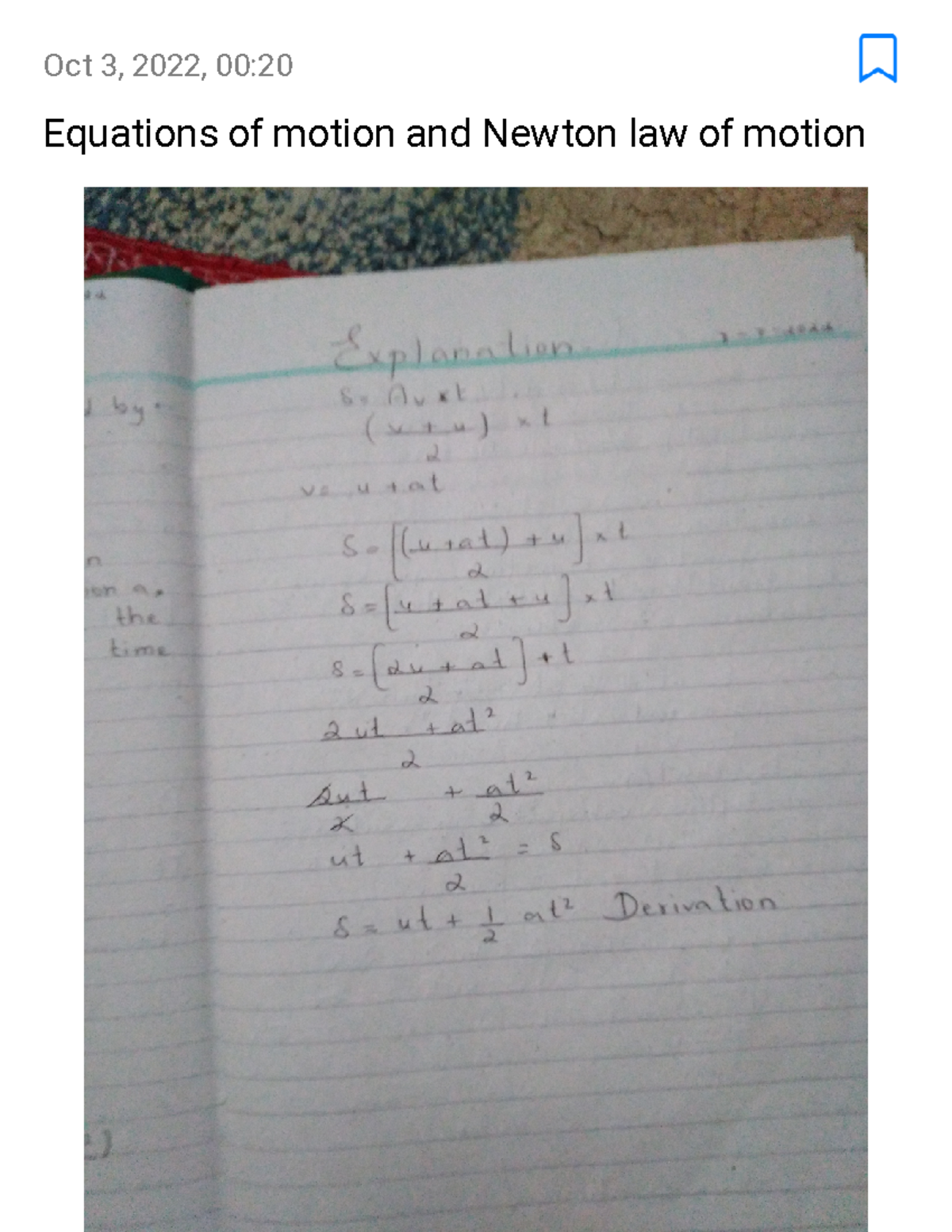 Equation of motion and Newton law of motion - Physics - Studocu