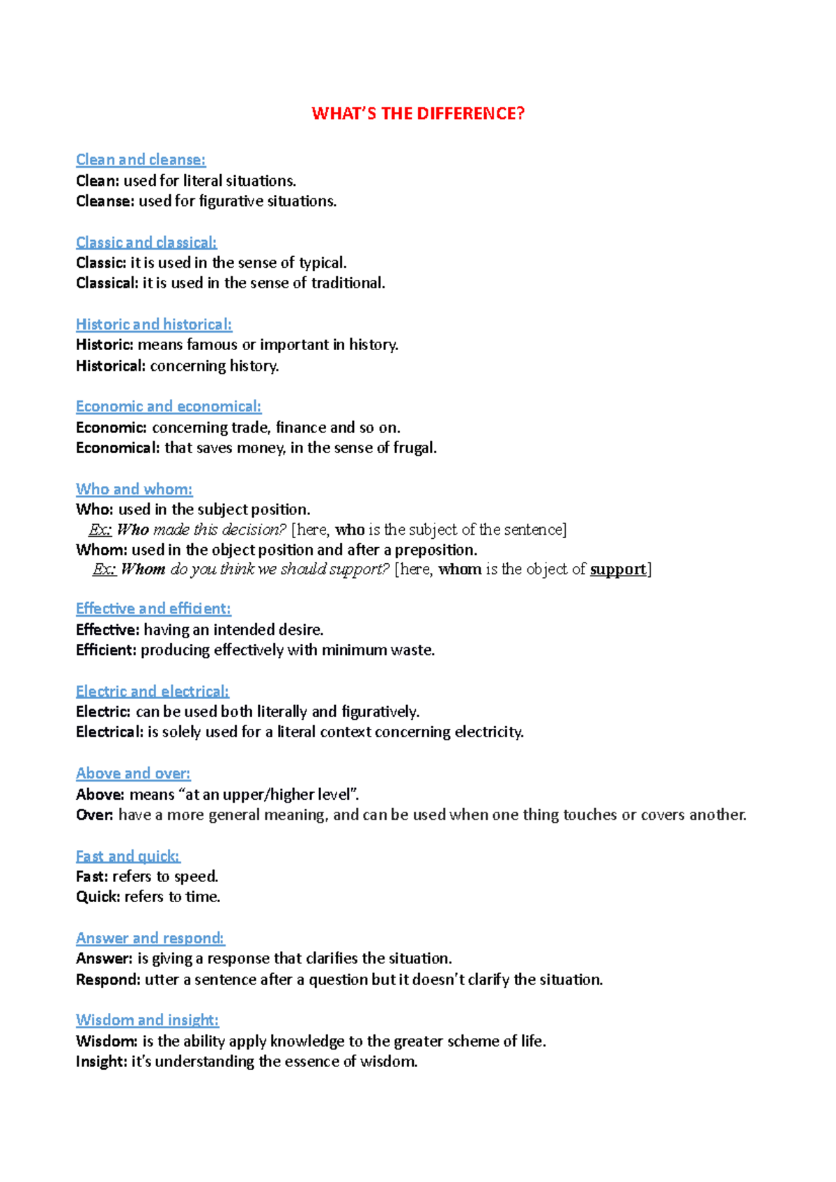 What's the difference WHAT’S THE DIFFERENCE? Clean and cleanse Clean used for literal Studocu