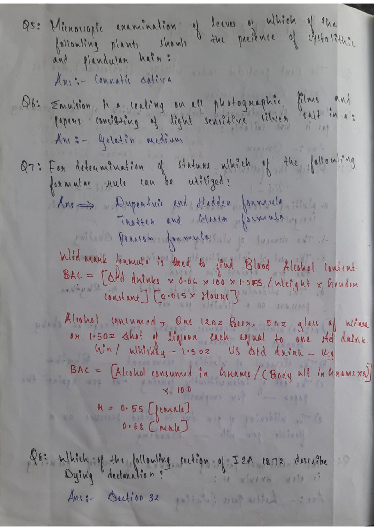 FSC 11 - Practice Question on Forensic Science - Studocu