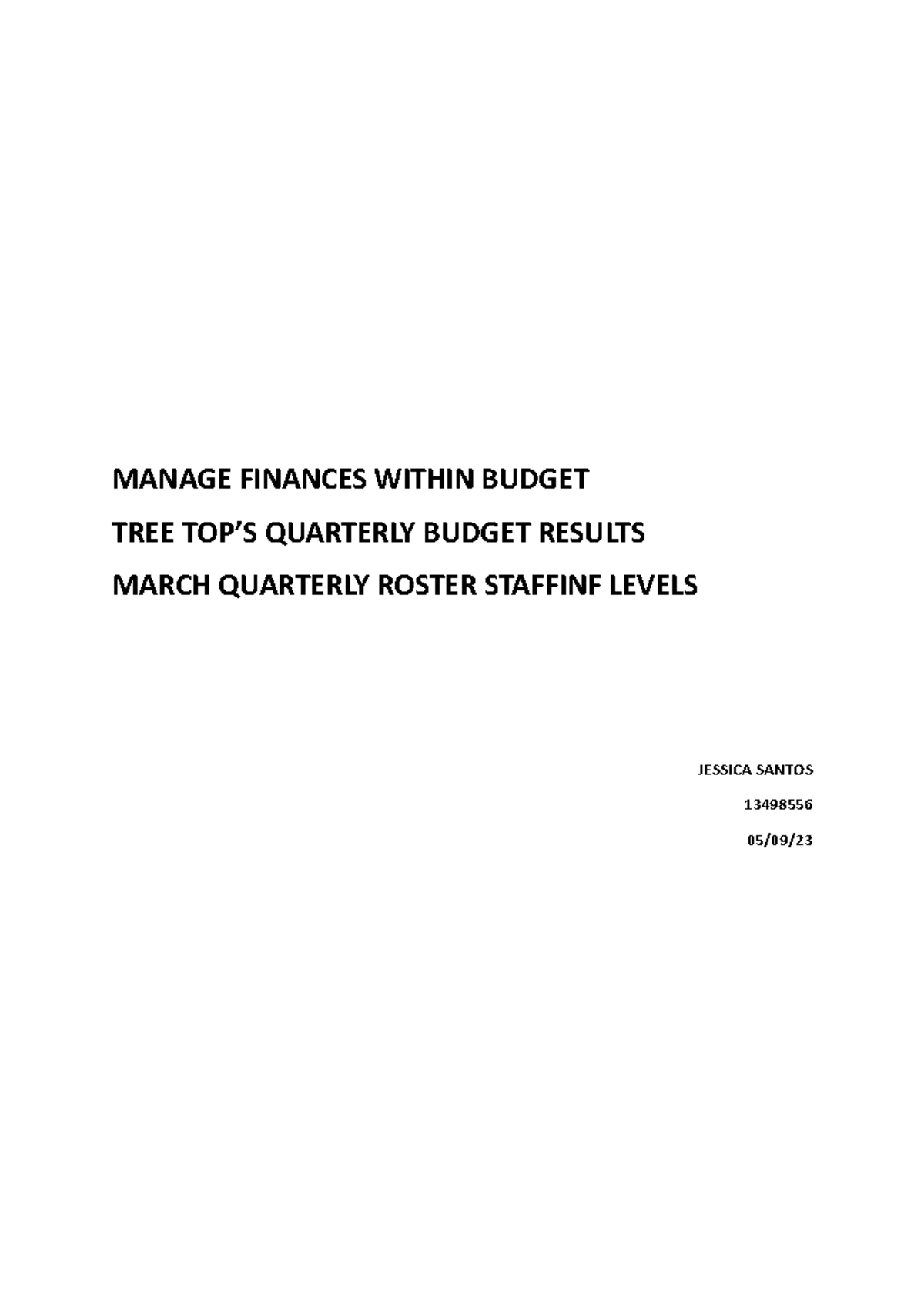 Report Manage Finances Within A Budget - MANAGE FINANCES WITHIN BUDGET ...