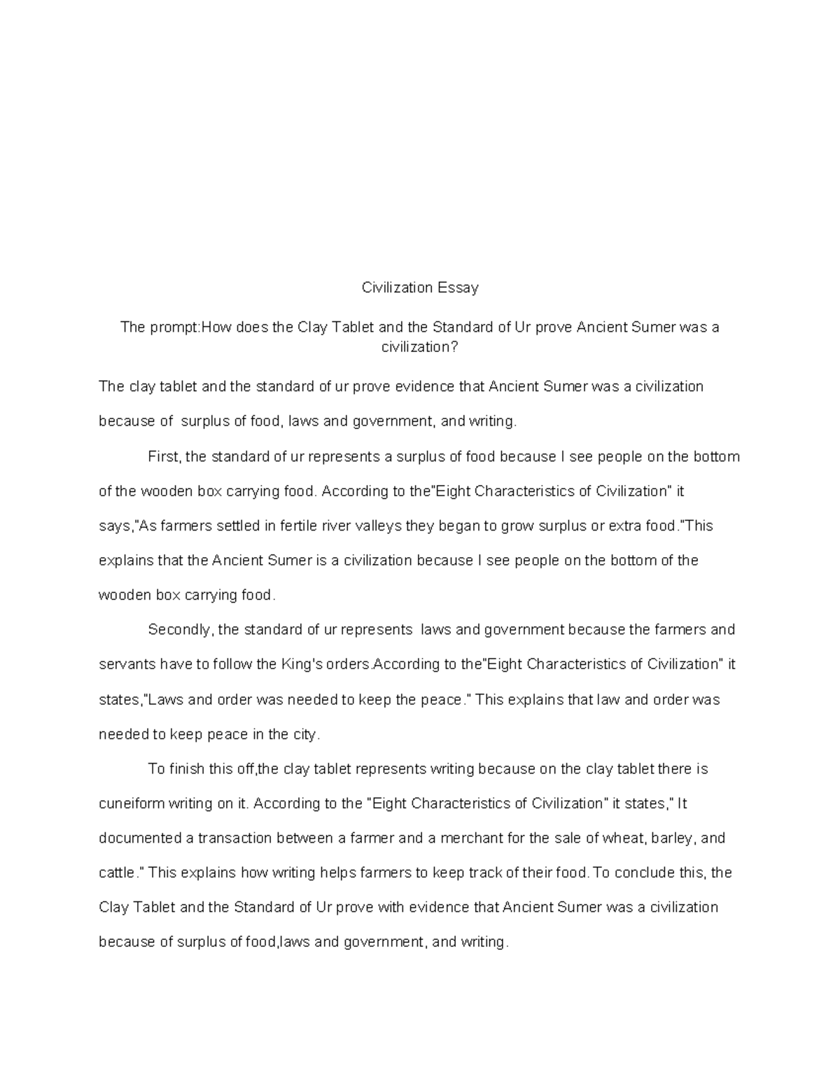 Civilization Essay-Sonia - Civilization Essay The prompt:How does the ...