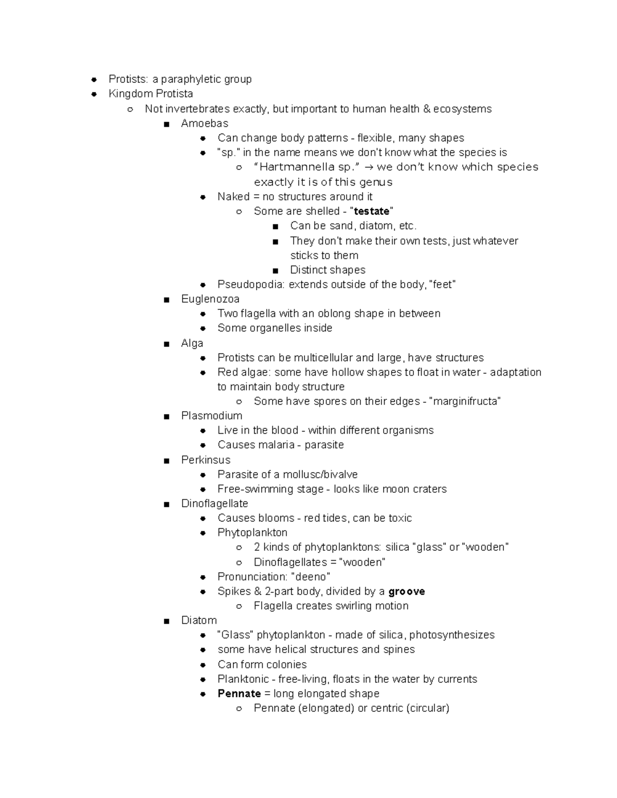 1 29 Lecture Intro + Protists - Protists: a paraphyletic group Kingdom ...