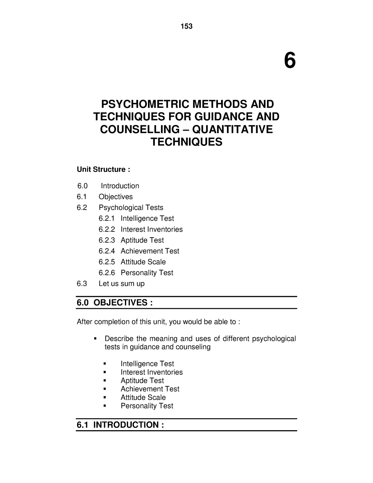 Psychometric Methods Unit 6 - 6 PSYCHOMETRIC METHODS AND TECHNIQUES FOR ...