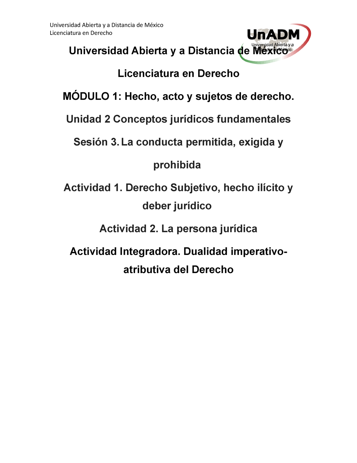 M1 U1 S3 - Actividades Módulo 1 Sesión 3 - Licenciatura En Derecho ...