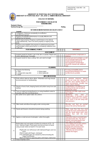 Thorax-checklist - Checklist for Retdem - RETURN DEMO CHECKLIST LEVEL 1 ...