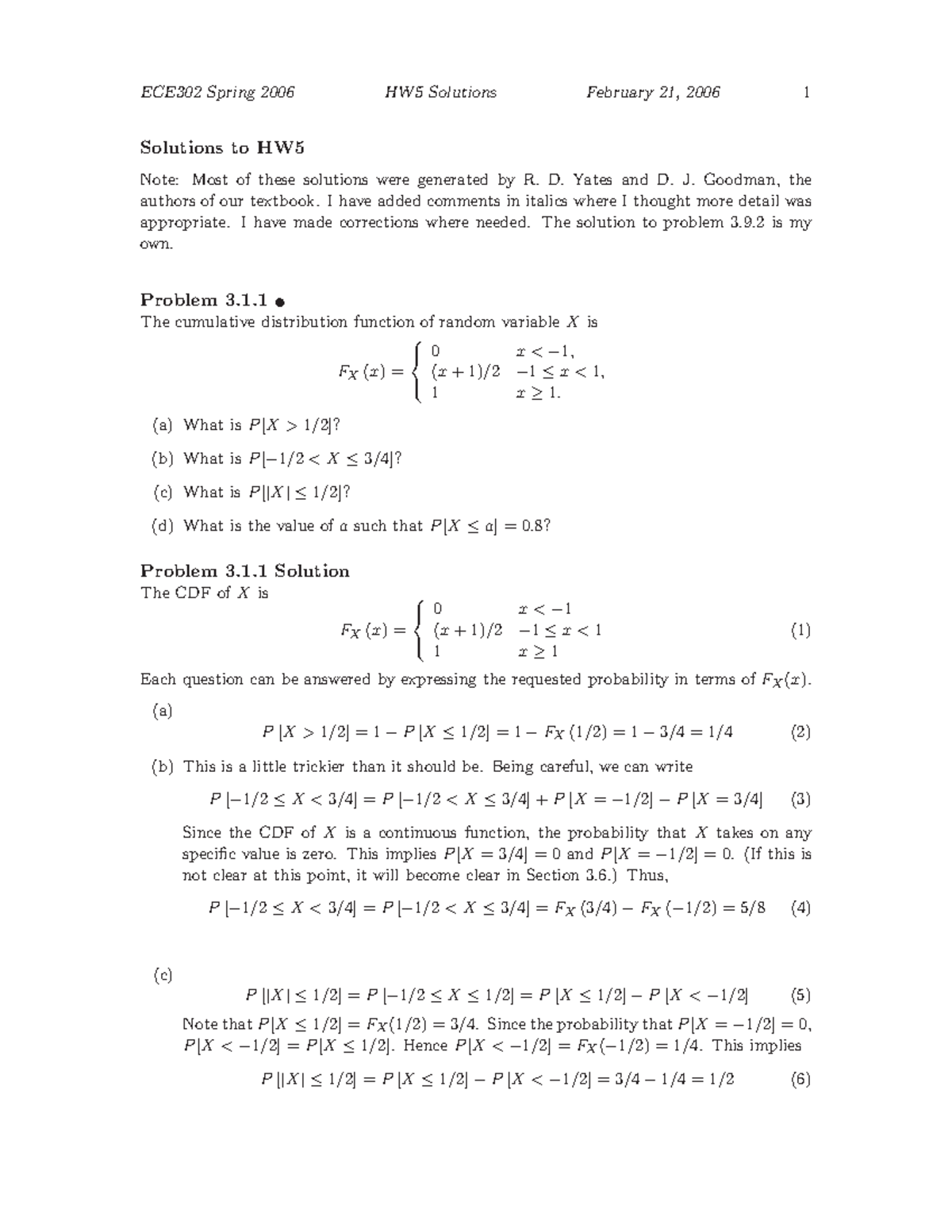 Hw5soln 06 - Questions and Answers. - Solutions to HW Note: Most of ...
