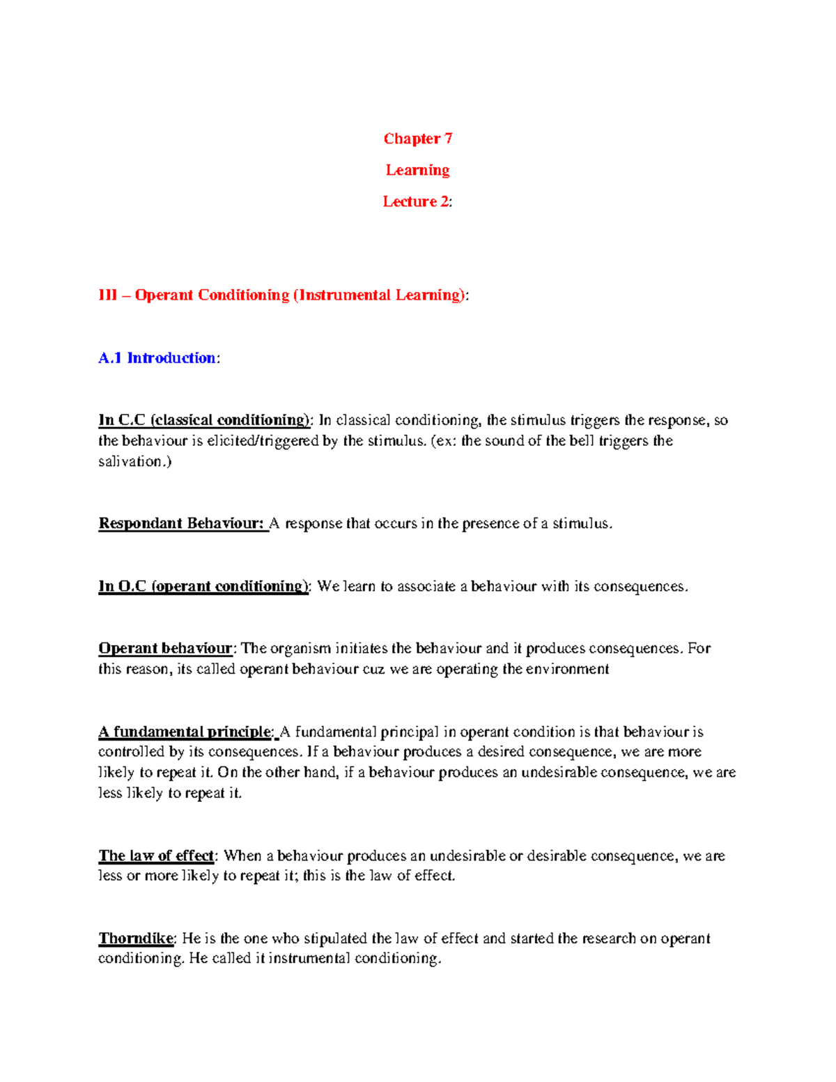 PSY1101-BPs CH 7 LECT 2 - With Najwa Haddad - Chapter 7 Learning ...