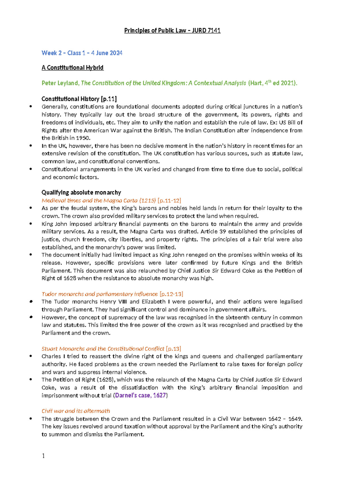 5. Principles of Public Law Notes - Final exam notes - Principles of ...