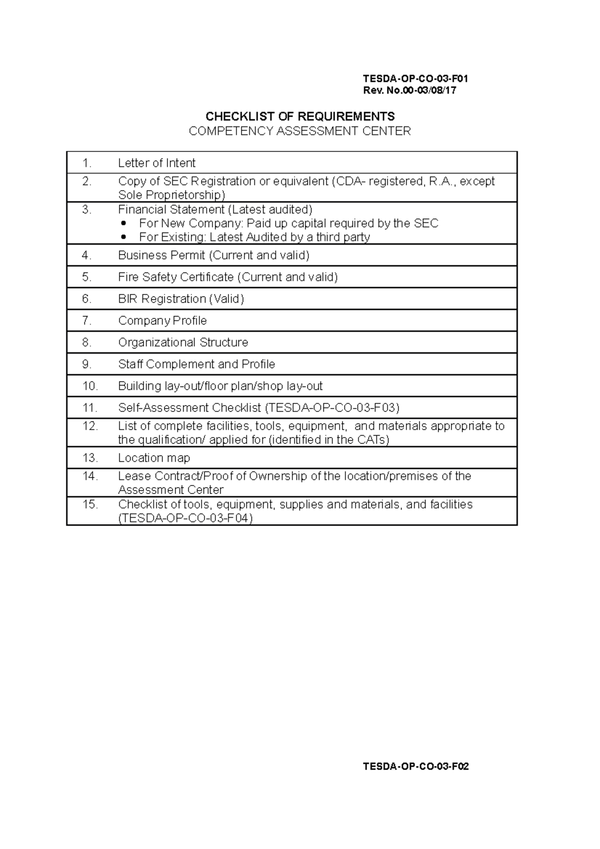 Annex 9 - Accreditation ACs Forms - TESDA-OP-CO-03-F Rev. No-03/08 ...