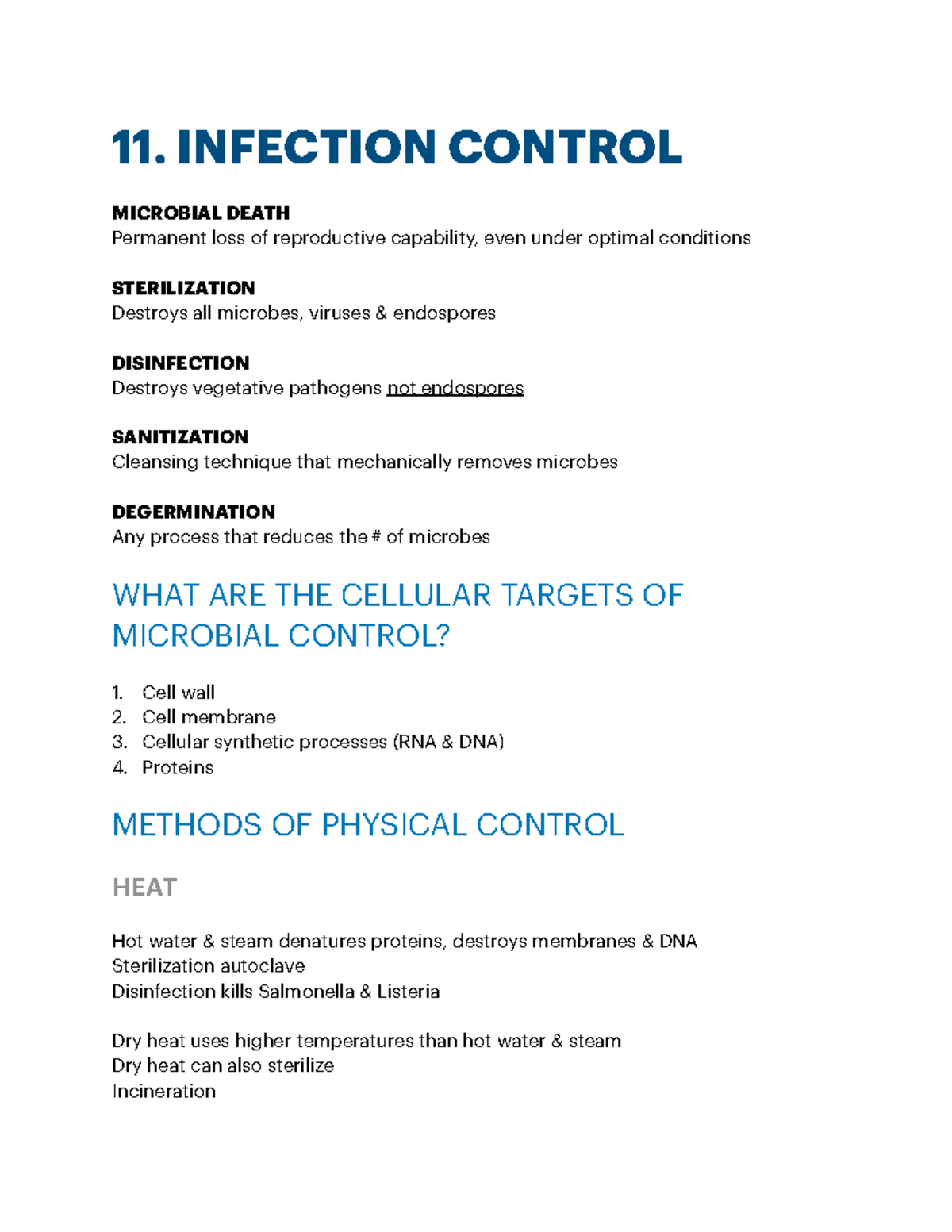 BIOL 2192 Module 11 11. INFECTION CONTROL MICROBIAL DEATH Permanent