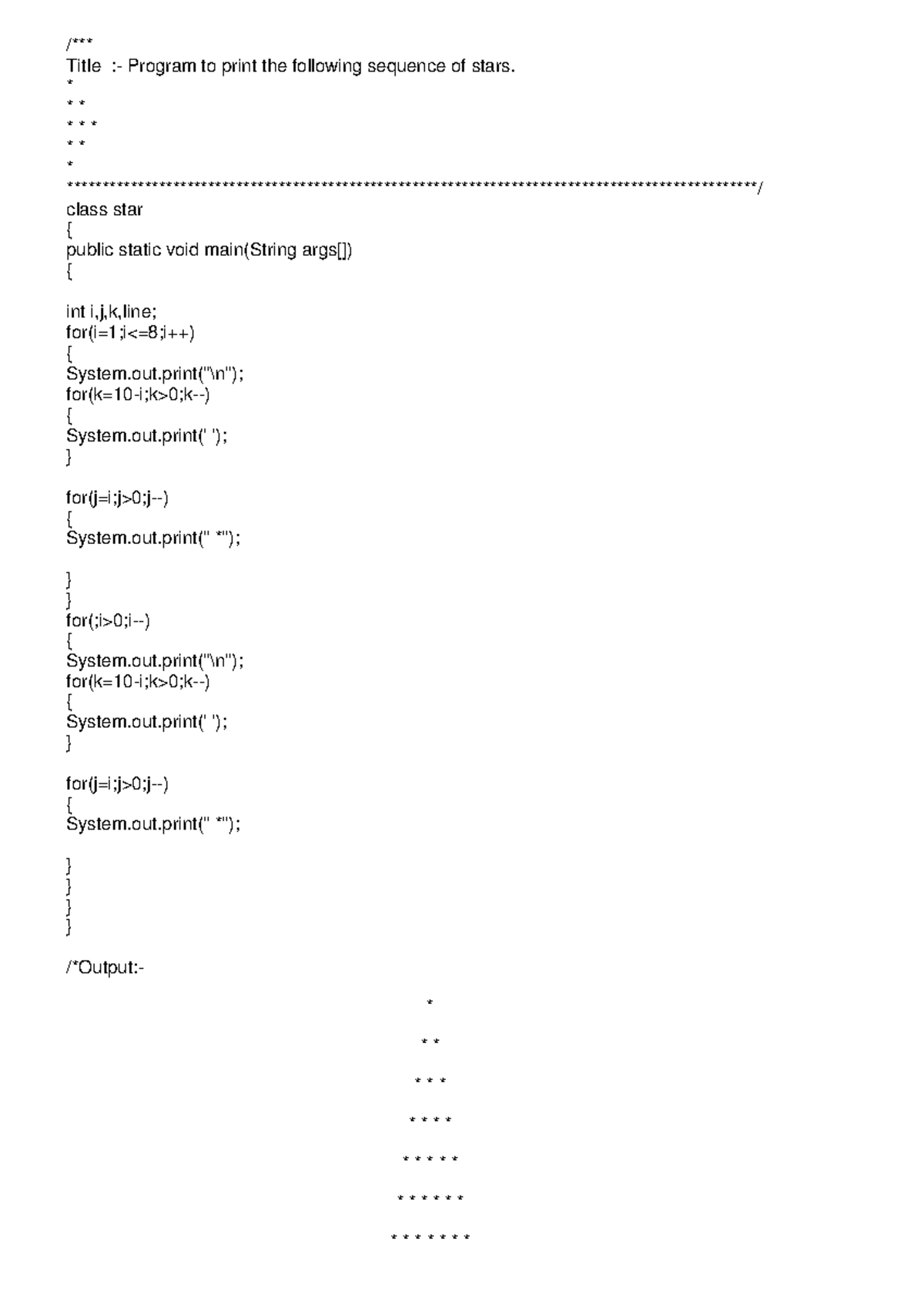 Java program for practice - /*** Title :- Program to print the ...