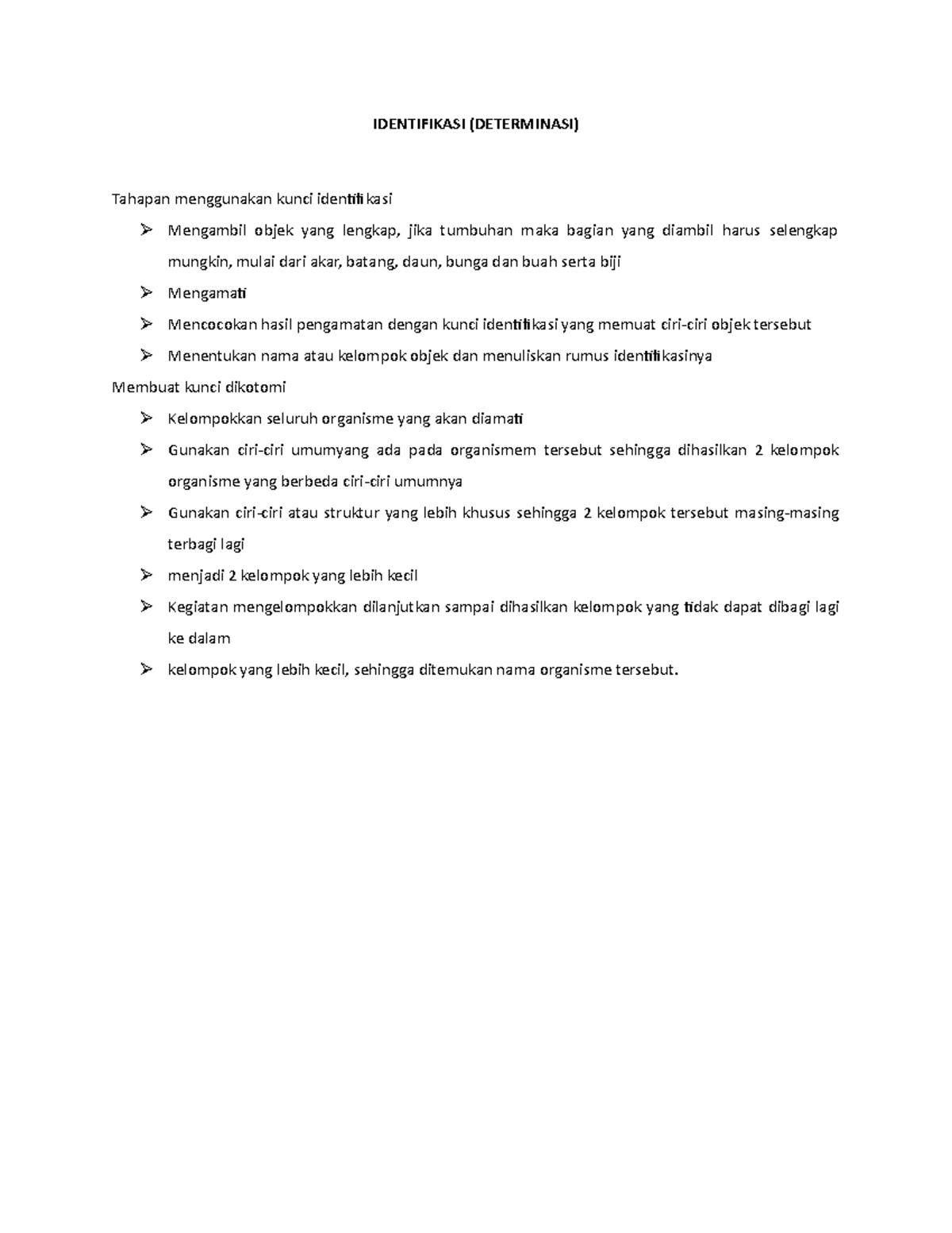 Biologi - Identifikasi - IDENTIFIKASI (DETERMINASI) Tahapan Menggunakan ...