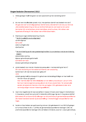 Examen Kadaster - samenvatting - Kadaster 2 - AP Hogeschool Antwerpen ...
