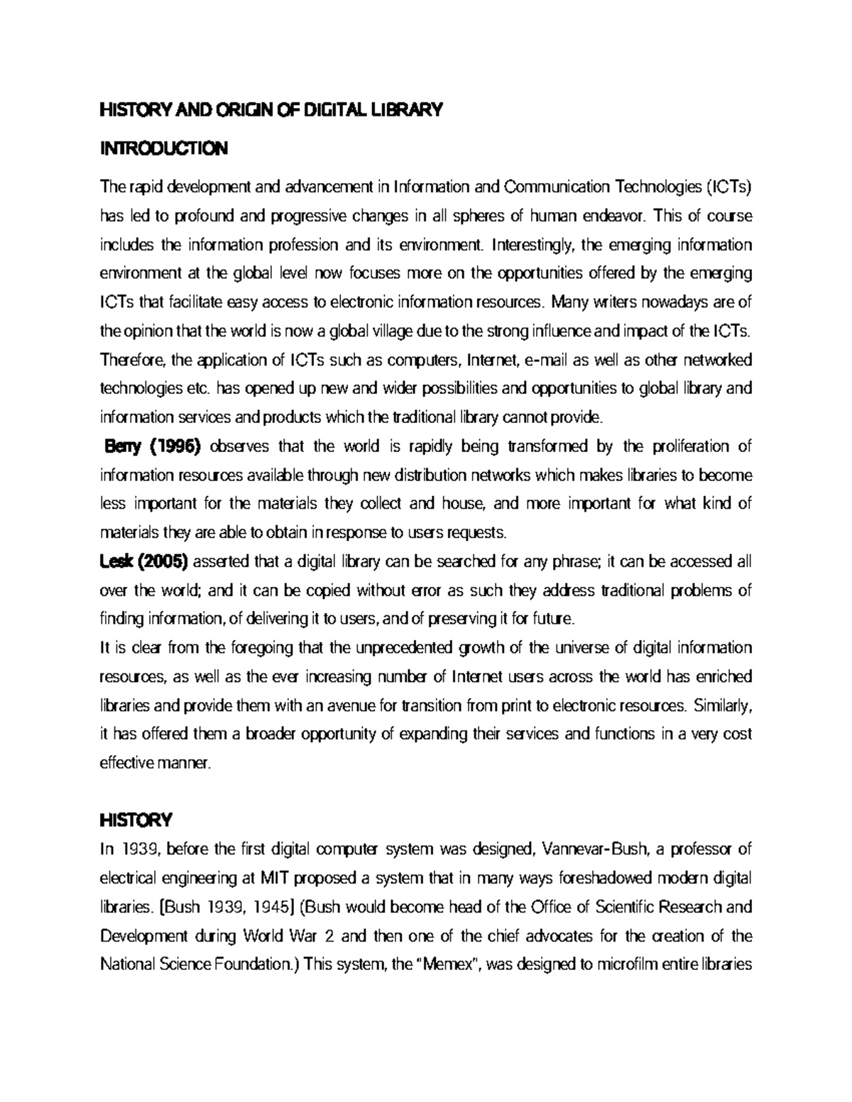 Digital Library ALL Groups HISTORY AND ORIGIN OF DIGITAL LIBRARY