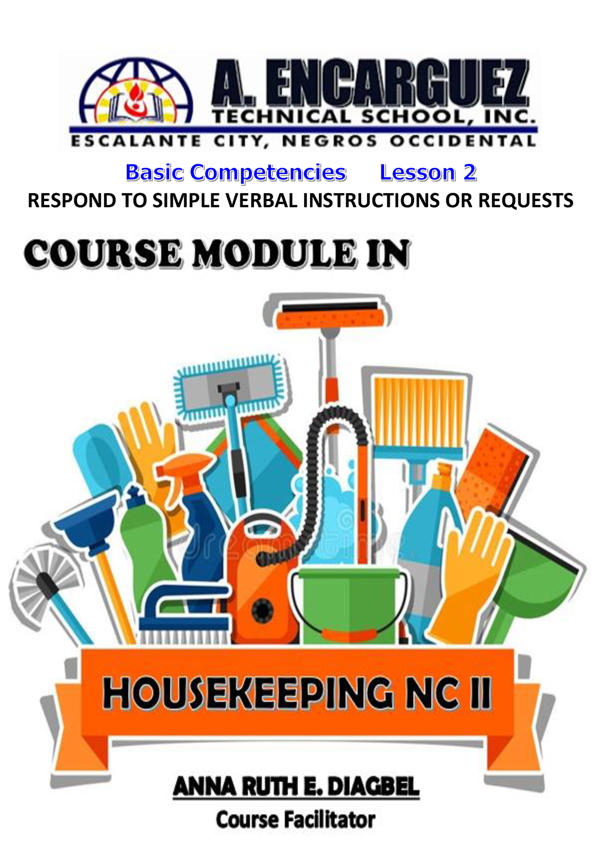 Housekeeping- Basic- Lesson 2 - ```````````````````````+ RESPOND TO ...