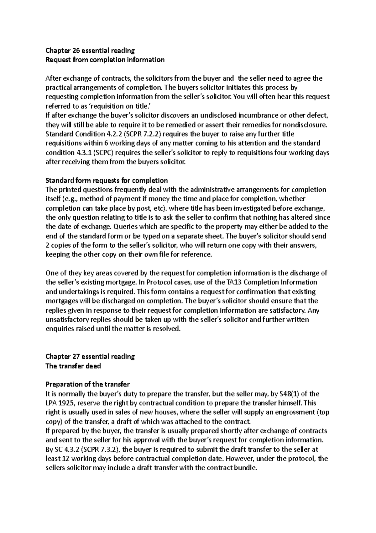 Chapter 26 onwards- essential reading - Chapter 26 essential reading ...