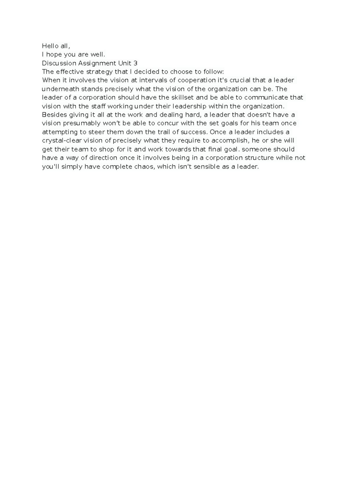 8 - PSYC 1205 - Hello all, I hope you are well. Discussion Assignment ...