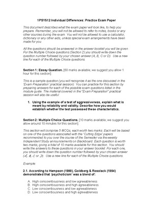 Fahrenheit 451 Essay Thesis Argumentative Essay Topics High School also Mental Health Essay Exam Psy Individual Differences Studocu Examples Of Persuasive Essays For High School
