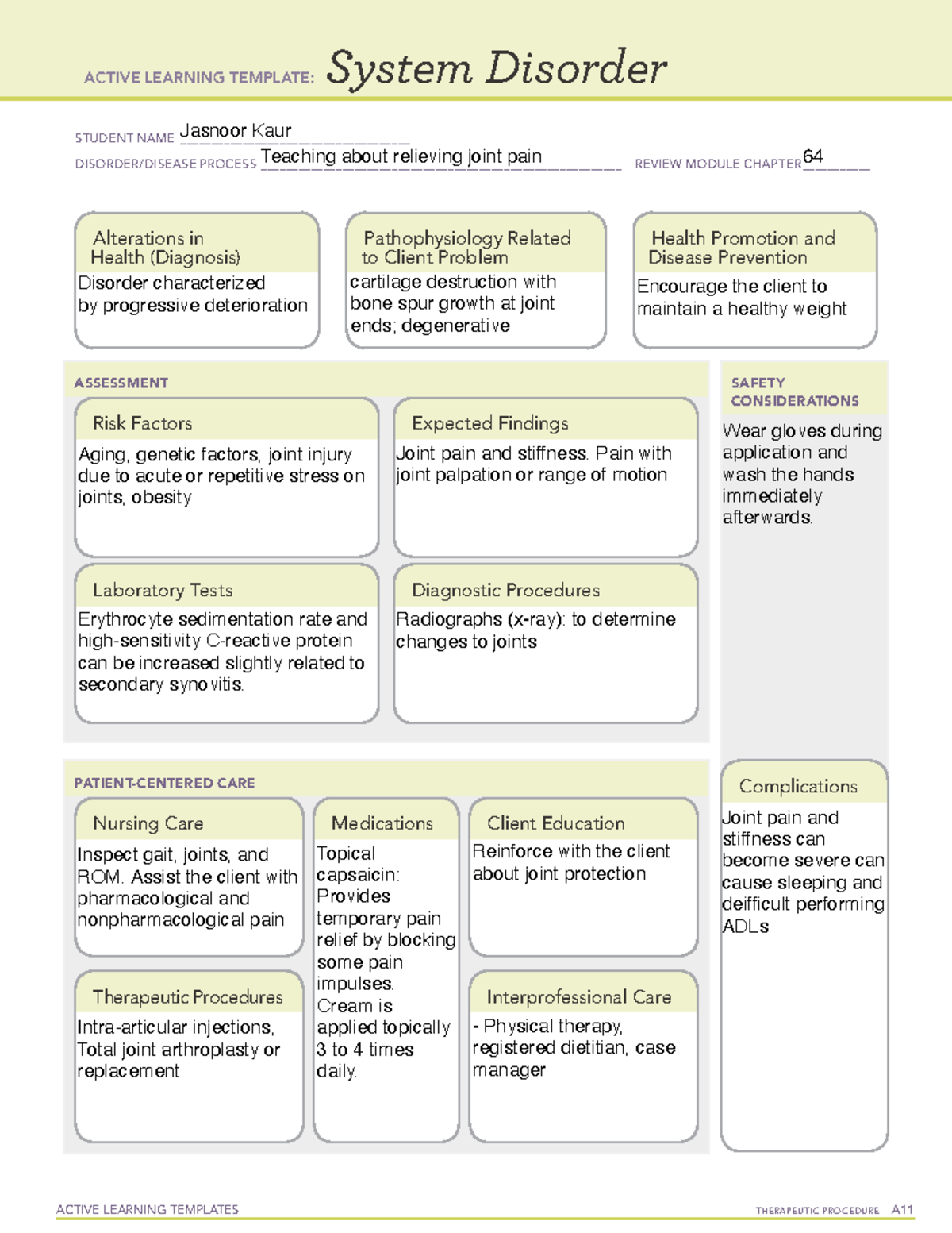 Relieveing joint pain - Assist the client with pharmacological and ...