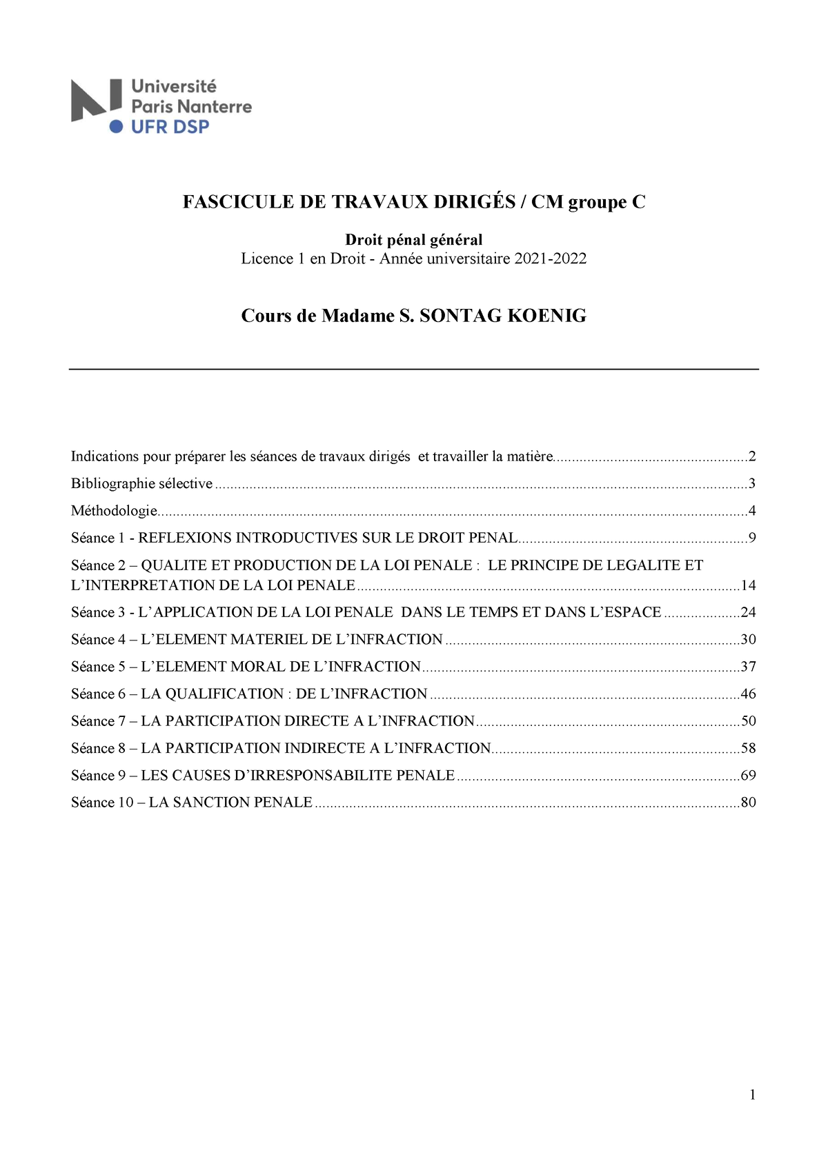 Fascicule DE DP 2022 Droit P Ã©nal G Ã©n Ã©ral - FASCICULE DE TRAVAUX ...