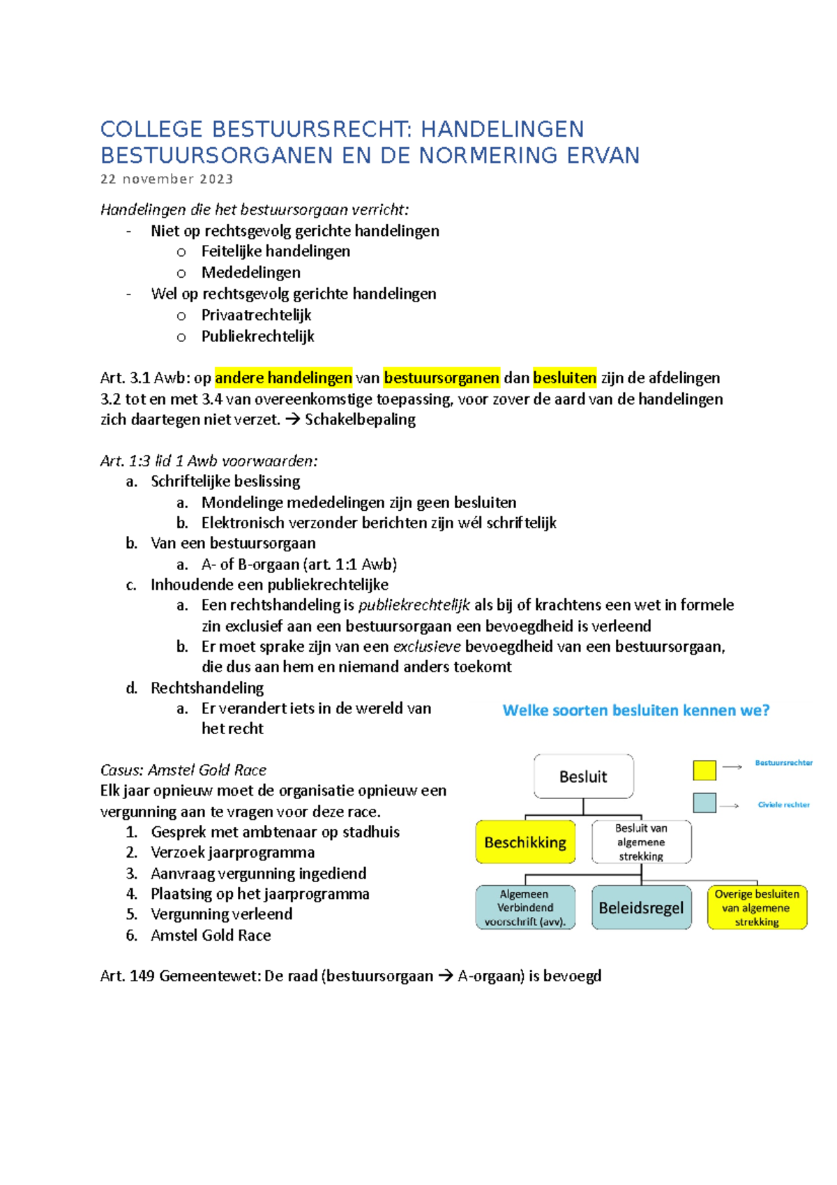 College Bestuursrecht Bestuursorganen En De Normering Ervan - COLLEGE ...