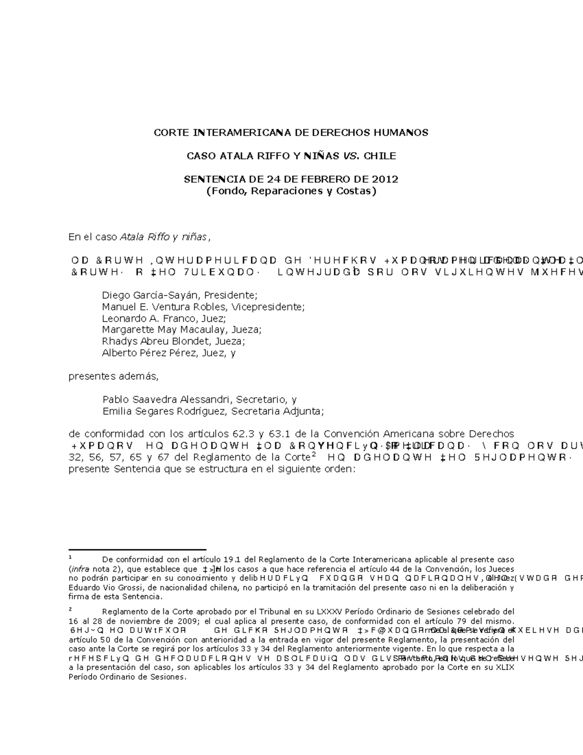 CASO Atala Riffo Y Niñas VS. Chile - CORTE INTERAMERICANA DE DERECHOS ...