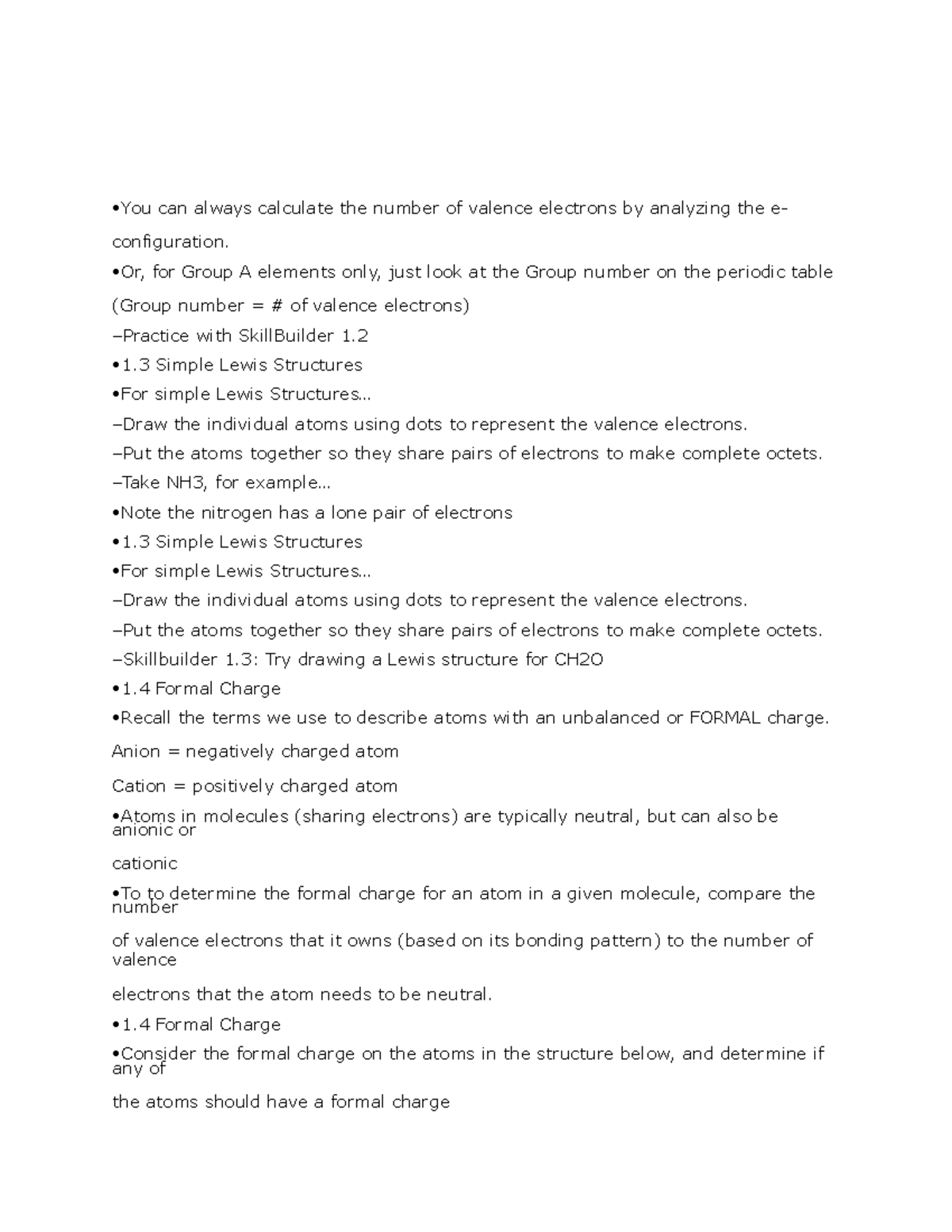 Lecture Notes - •You can always calculate the number of valence ...