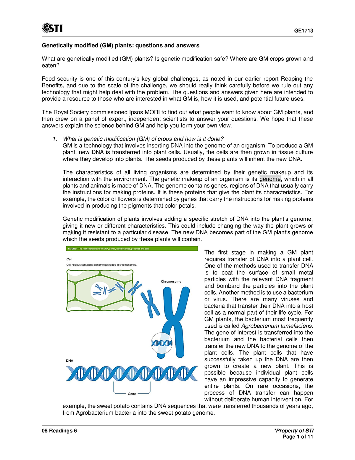 08-Readings-6 Geneticlly Modified Plants - 08 Readings 6 *Property of ...