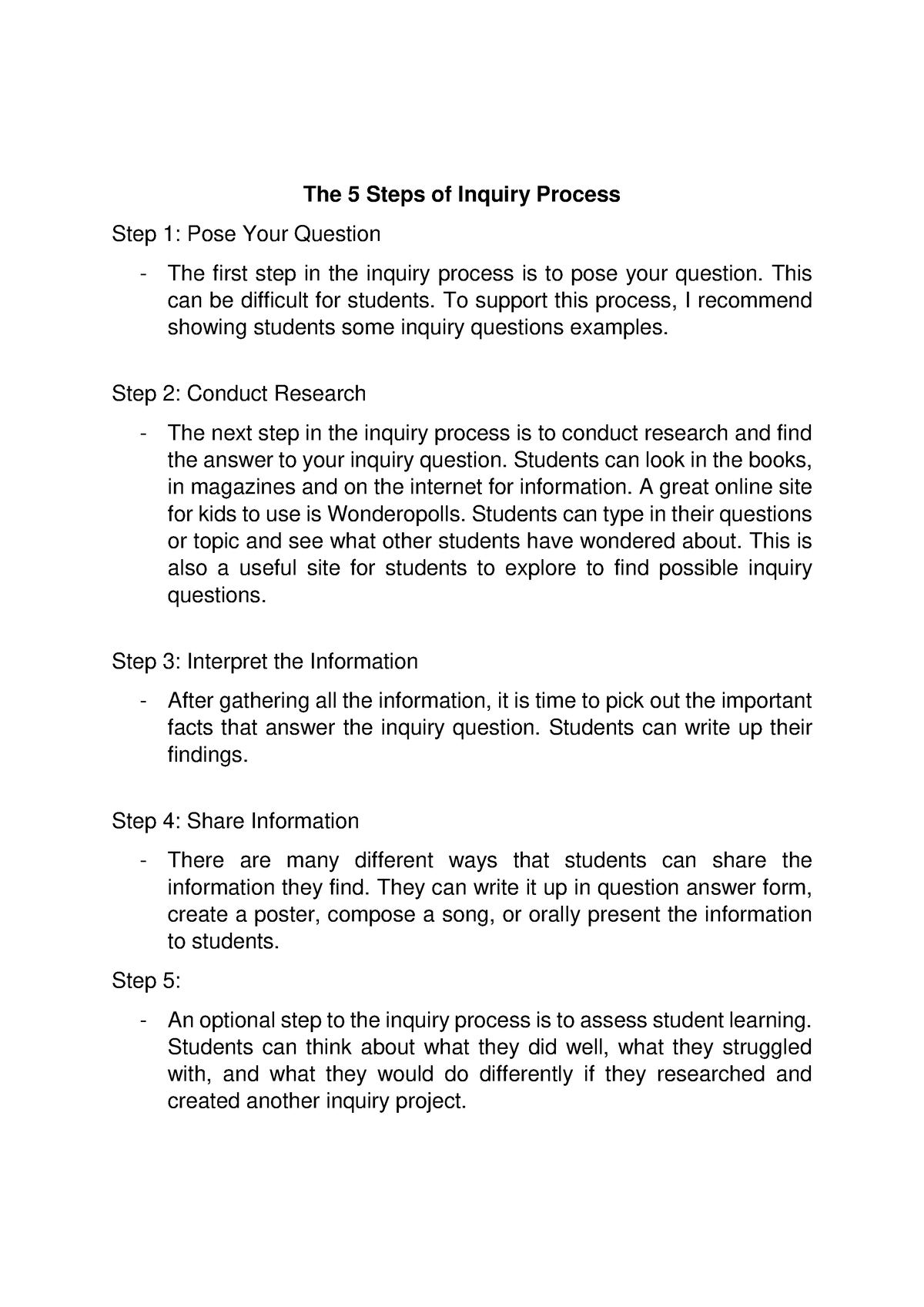 the-5-steps-of-inquiry-process-the-5-steps-of-inquiry-process-step-1