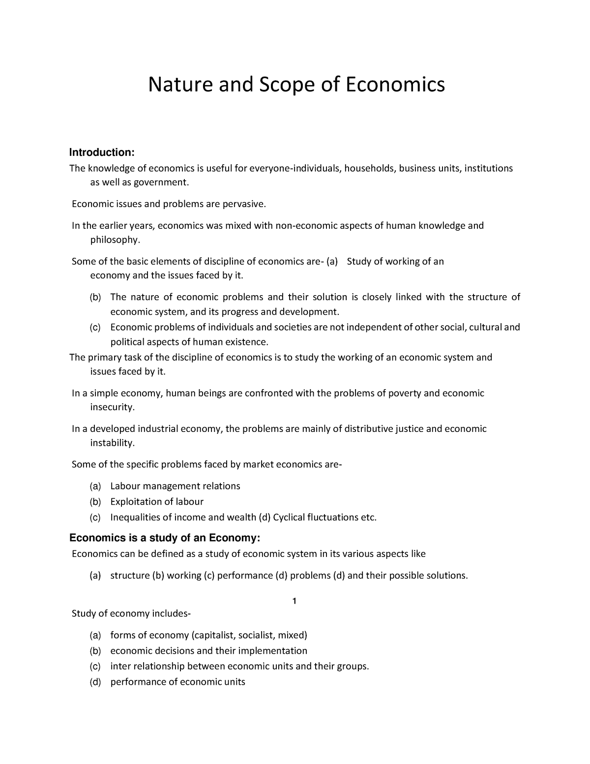 assignment scope of economics