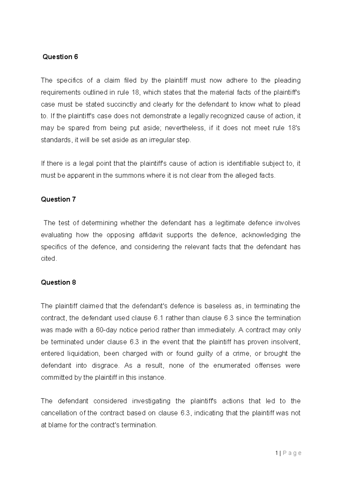 LCVP - best way to answer an assignment - Question 6 The specifics of a ...