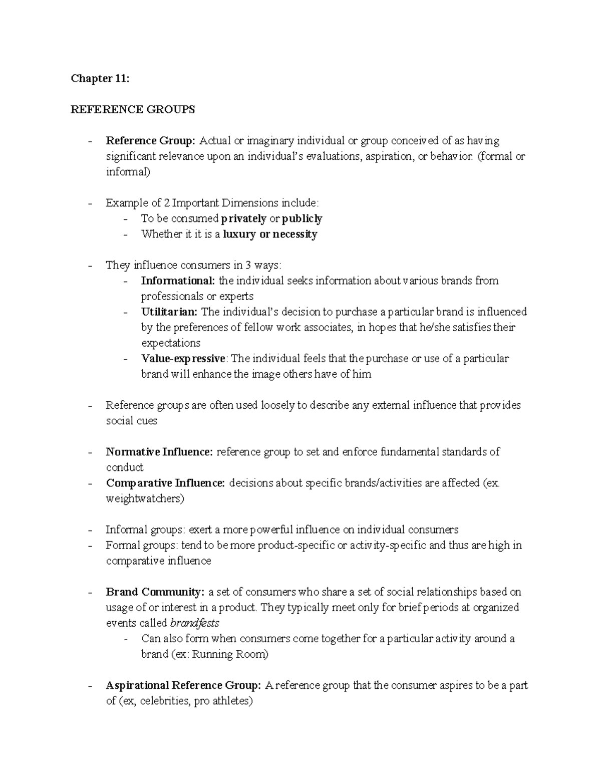 Mark 305 notes - Details - Chapter 11: REFERENCE GROUPS Reference Group ...
