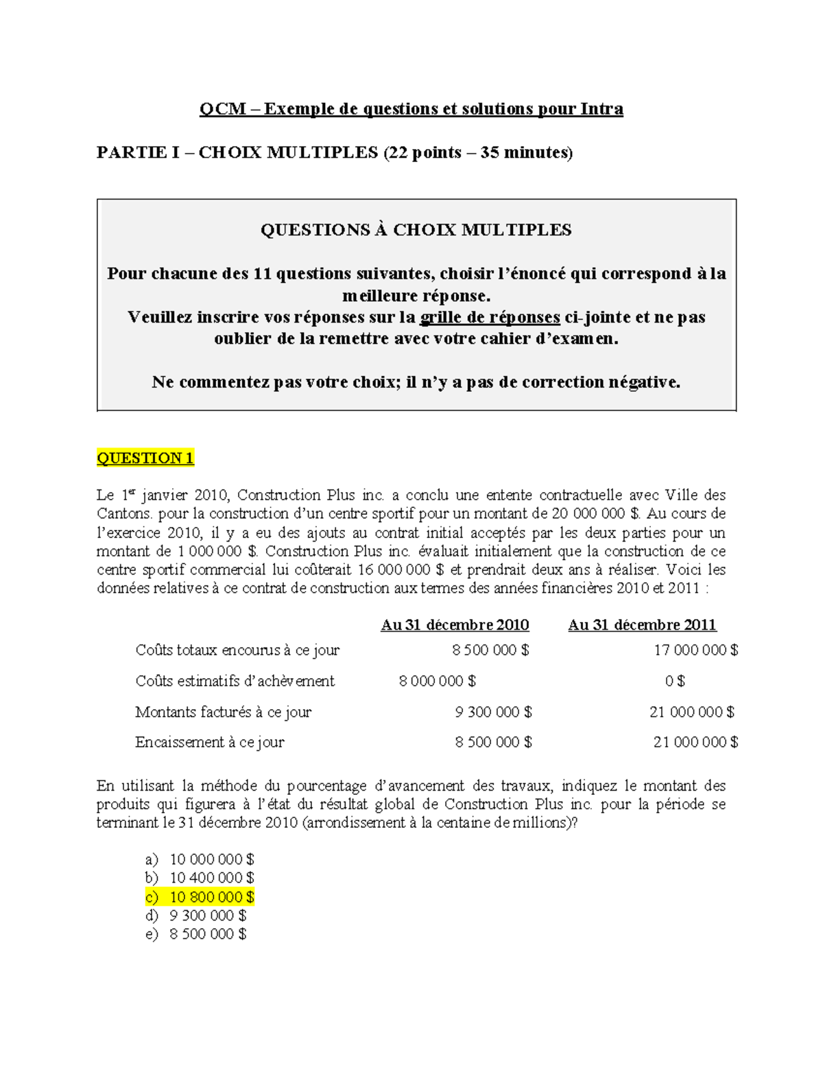 Qcm Intras Qcm Pour Se Pratiquer L Examen Intra Corrig Qcm