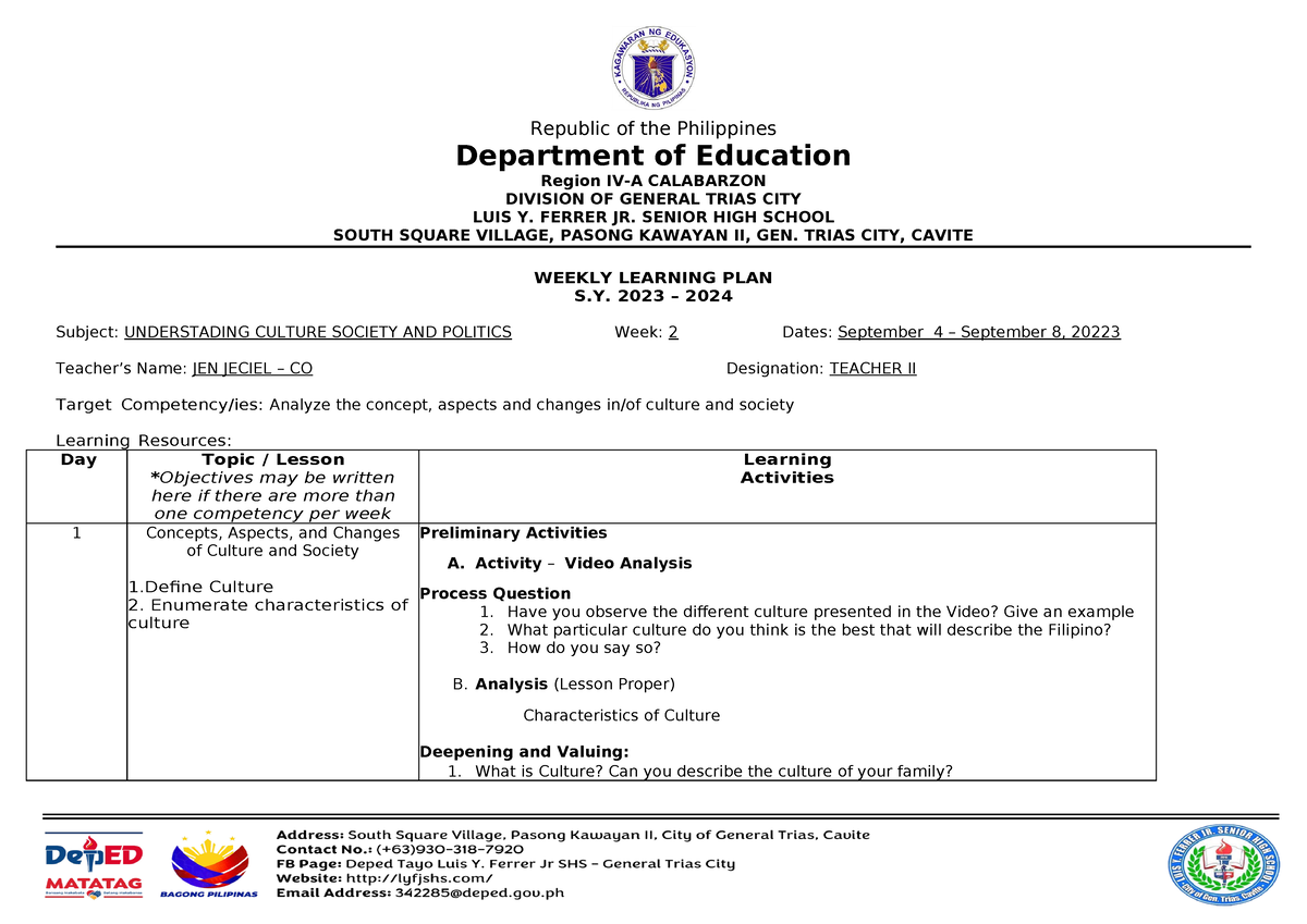 WEEK-2-CO UCSP - UCSP DLP - Department of Education Region IV-A ...