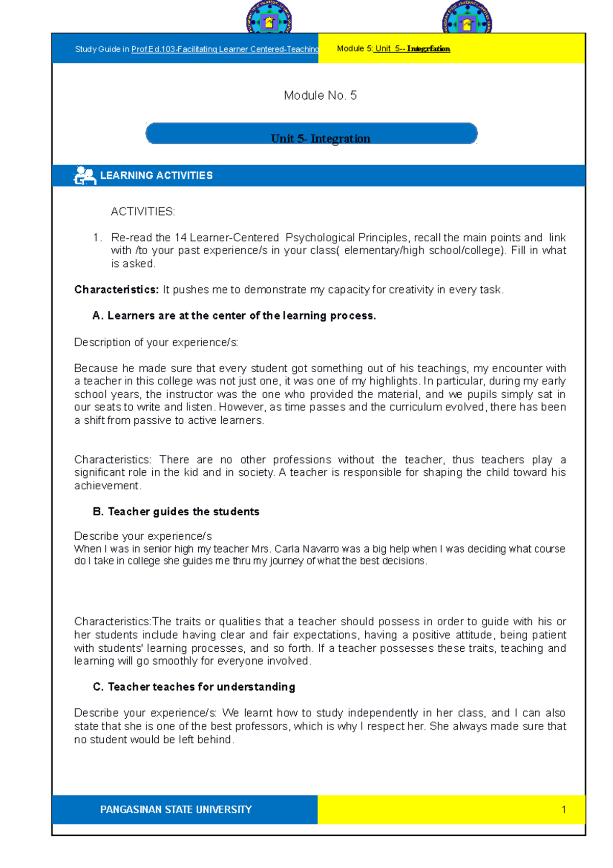 Module 5 - activity - Module No. 5 Unit 5- Integration LEARNING ...