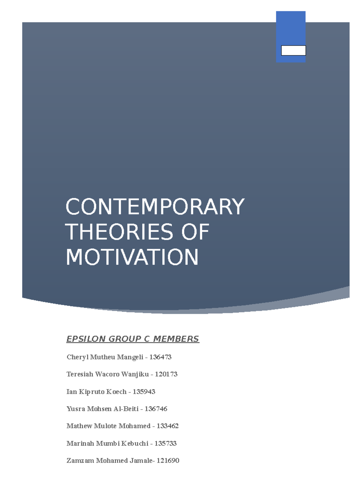 Contemporary Theories Epsilon Group C - CONTEMPORARY THEORIES OF ...