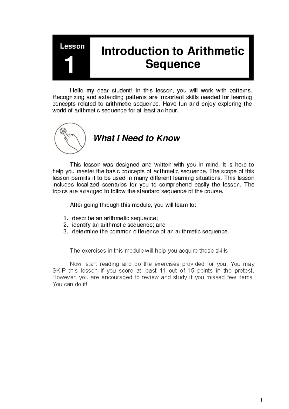 Math10 Q1 Mod2 Lessons v3 - Lesson Introduction to Arithmetic Sequence ...