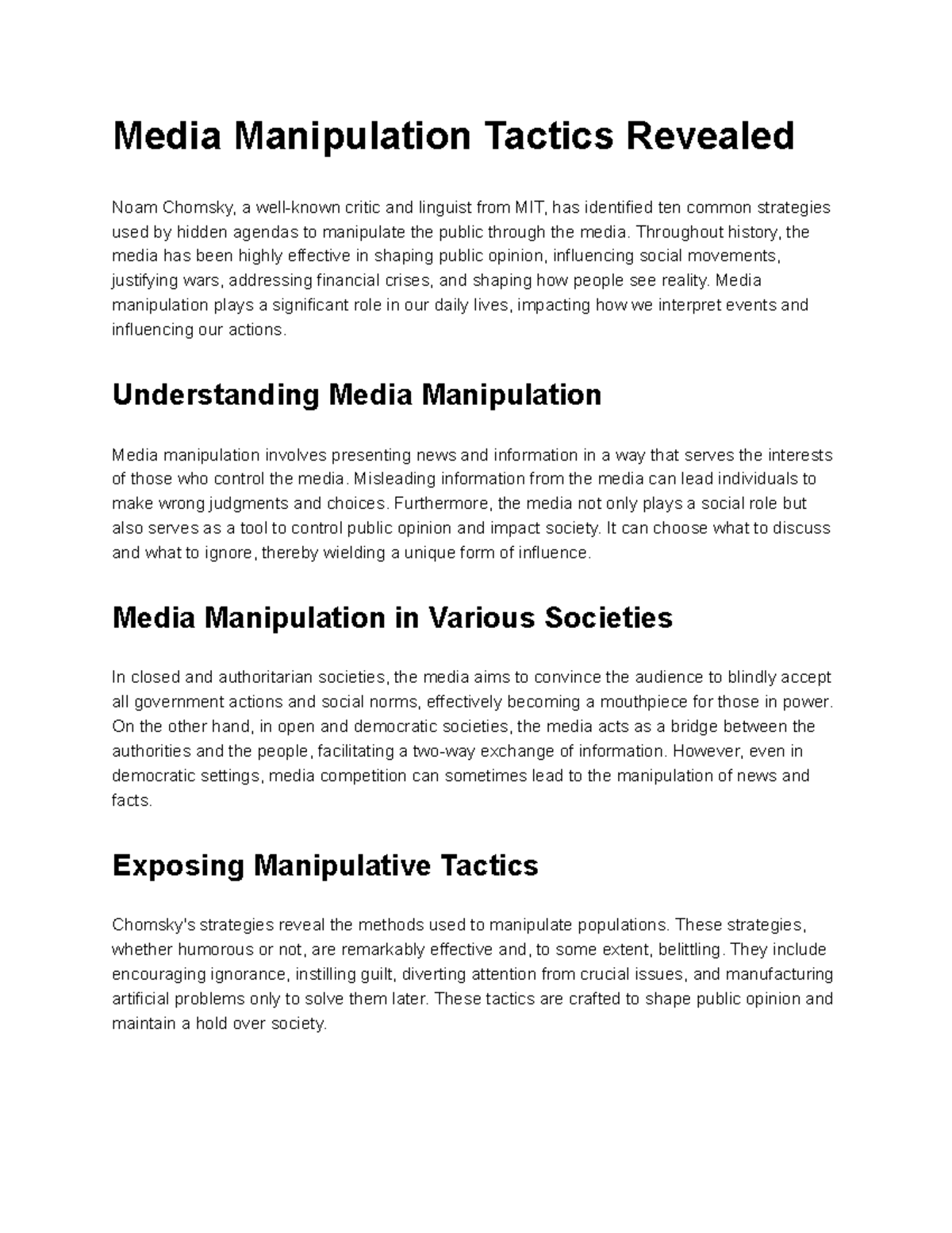 Media Manipulation Tactics Revealed - Throughout history, the media has ...