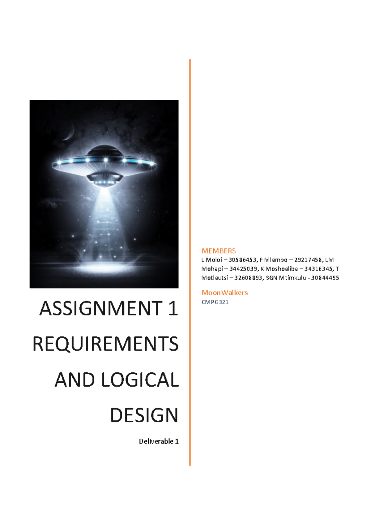 Project Assignment 1 Requirements and Logical Design - ASSIGNMENT 1 ...