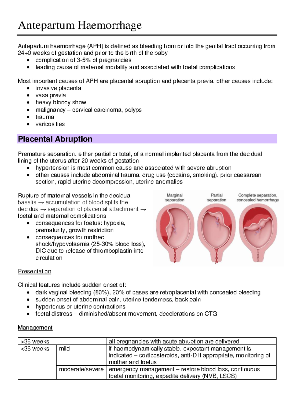 Antepartum + Postpartum Haemorrhage - Antepartum Haemorrhage Antepartum ...