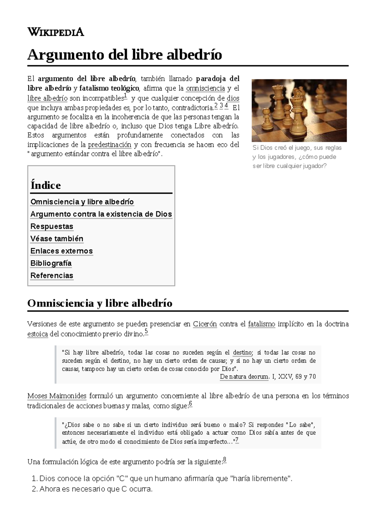 Argumento del libre albedrío - 2 3 4 El argumento se focaliza en la ...