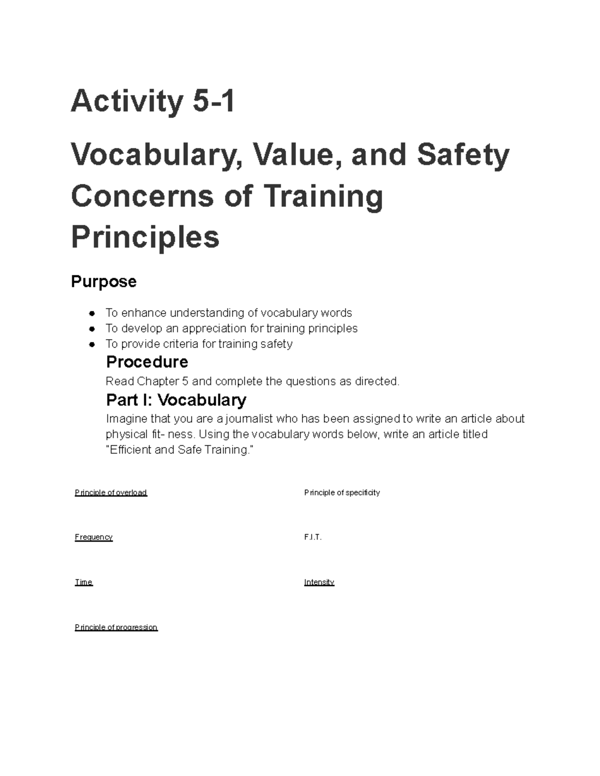 training-principles-5-1-activity-5-vocabulary-value-and-safety